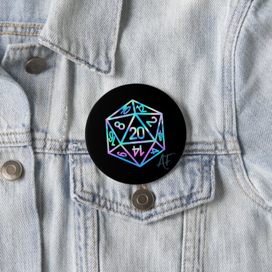 Hologram D20 Crit AF | PnP Tabletop Gamer Dice Ronde Button 7,6 Cm (In situ)