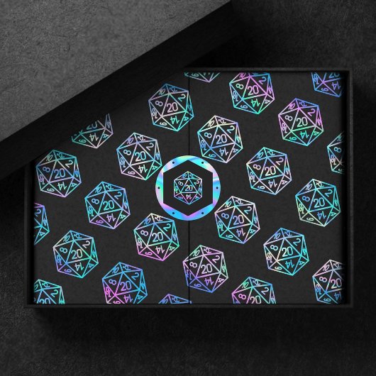 Hologram D20-patroon | PnP Tabletop Gamer Dice Tissuepapier
