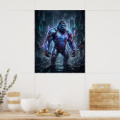 Hologram Gorilla Neon Ruïnes Poster (Keuken)