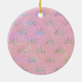Hologram Holograaf Glitter Crown Pink Marmer Keramisch Ornament (Achterkant)