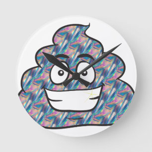 hologram poop emoji ronde klok