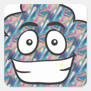 hologram poop emoji vierkante sticker