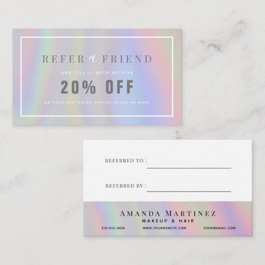 Hologram Salon Referral Visitekaartje (Voorkant / Achterkant)