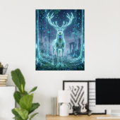 Hologram Stag Electric Forest Poster (Thuiskantoor)