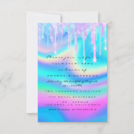 Hologram Unicorn Baby shower Girly Feet Glitter Kaart