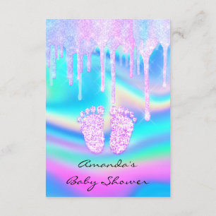 Hologram Unicorn Baby shower Girly Feet Glitter Kaart