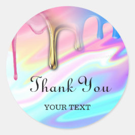 hologram unicorn druppelt bedankt ronde sticker