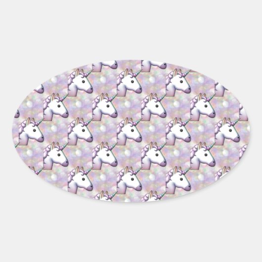 hologram unicorn emoji ovale sticker (Voorkant)