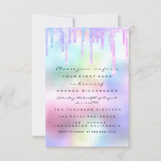 Hologram Unicorn Mermaid 16e 15e pastei Kaart (Voorkant)