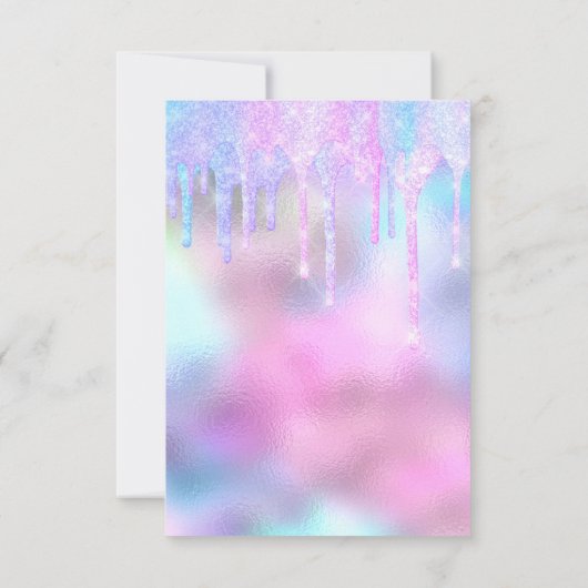 Hologram Unicorn Mermaid 16e 15e roze Kaart (Achterkant)