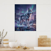 Hologram Wolf Glitch Wasteland Poster (Keuken)