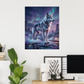Hologram Wolf Glitch Wasteland Poster (Thuiskantoor)