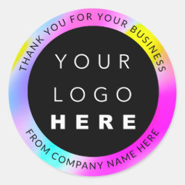 Holograph Aangepaste Logo Naam Web Roze Bedankgeel Ronde Sticker