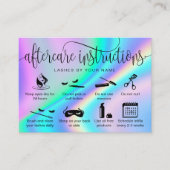 Holograph aftercare card eyelash extensions icons visitekaartje (Voorkant)