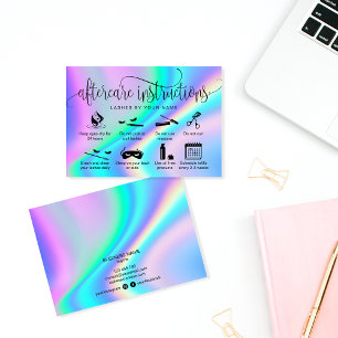 Holograph aftercare card eyelash extensions icons visitekaartje