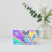 Holograph Butterfly Modern Credit Kaart Style Visitekaartje (Staand voorkant)