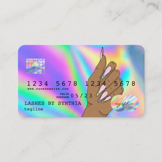 Holograph Credit Kaart Nail Tech add logo Visitekaartje (Voorkant)
