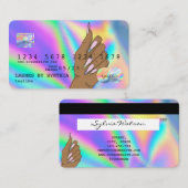 Holograph Credit Kaart Nail Tech add logo Visitekaartje (Voorkant / Achterkant)