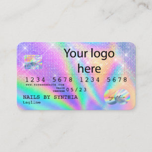 Holograph Credit Kaart Nail Tech ADD LOGO Visitekaartje