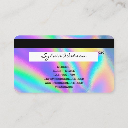 Holograph Credit Kaart Nail Tech add logo Visitekaartje (Achterkant)