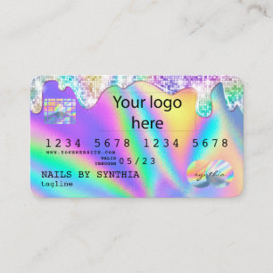Holograph Credit Kaart Nail Tech ADD LOGO Visitekaartje
