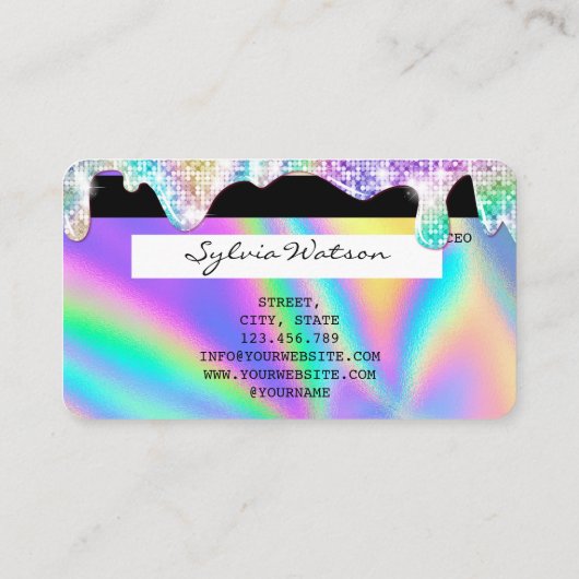 Holograph Credit Kaart Nail Tech ADD LOGO Visitekaartje (Achterkant)