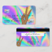 Holograph Credit Kaart Nail Tech add logo Visitekaartje (Voorkant / Achterkant)