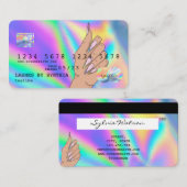 Holograph Credit Kaart Nail Tech add logo Visitekaartje (Voorkant / Achterkant)