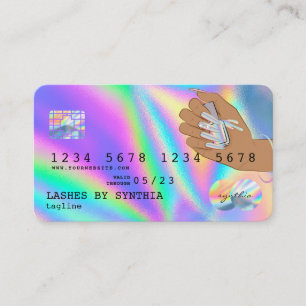 Holograph Credit Kaart Nail Tech add logo Visitekaartje