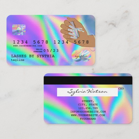 Holograph Credit Kaart Nail Tech add logo Visitekaartje (Voorkant / Achterkant)