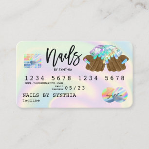 Holograph Credit Kaart Nail Tech manicure Visitekaartje