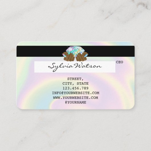 Holograph Credit Kaart Nail Tech manicure Visitekaartje (Achterkant)