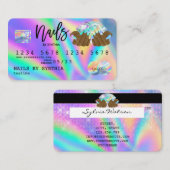 Holograph Credit Kaart Nail Tech manicure Visitekaartje (Voorkant / Achterkant)