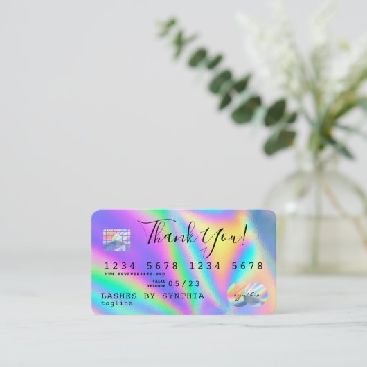 Holograph Dank u moderne credit Kaart stijl Visitekaartje (Staand voorkant)