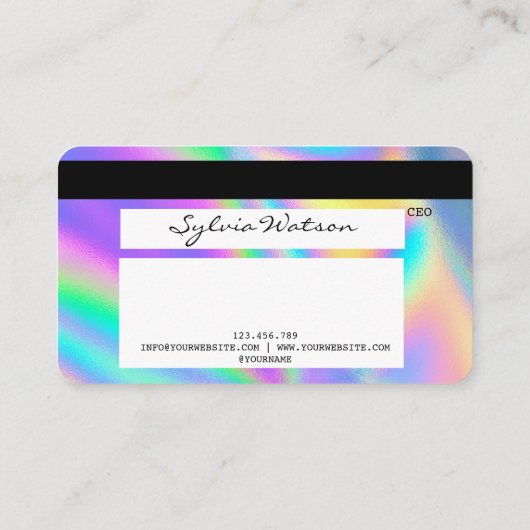 Holograph Dank u moderne credit Kaart stijl Visitekaartje (Achterkant)