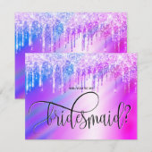 Holograph Glitter Drips, jij bent mijn bruidsmeisj Kaart (Voorkant / Achterkant)