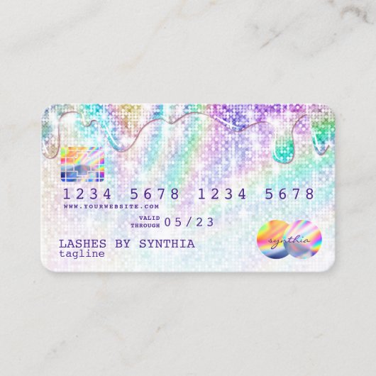 Holograph gouden glitter disco Modern Credit Kaart Visitekaartje (Voorkant)