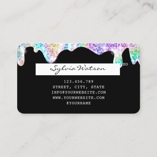 Holograph gouden glitter disco Modern Credit Kaart Visitekaartje (Achterkant)