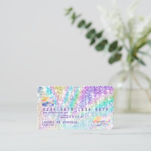Holograph gouden glitter disco Modern Credit Kaart Visitekaartje (Staand voorkant)