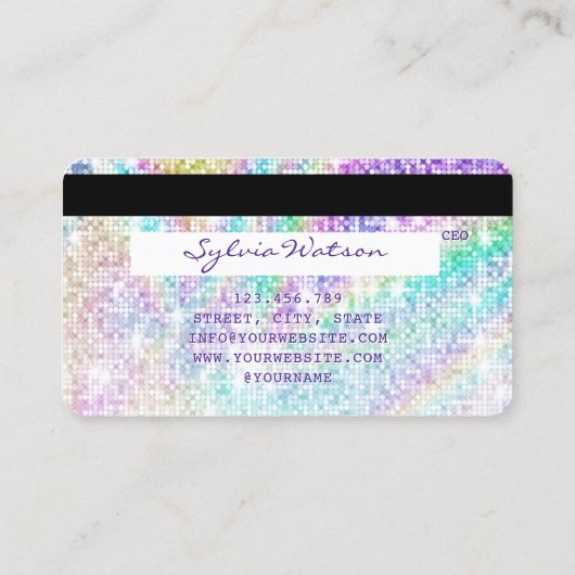 Holograph gouden glitter disco Modern Credit Kaart Visitekaartje (Achterkant)