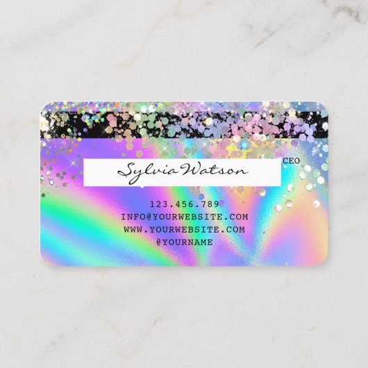 Holograph Modern Credit Kaart Style add logo Visitekaartje (Achterkant)