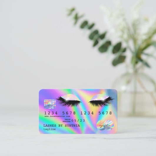 Holograph Modern Eyes Lashes Credit Kaart Visitekaartje (Staand voorkant)