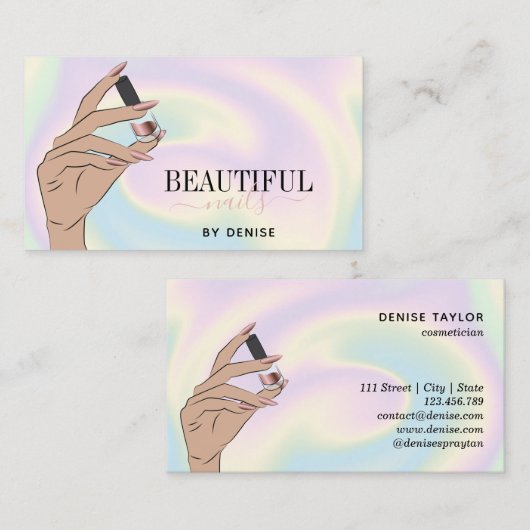 Holograph nagelsalon Woman Hand nagels Technician  Visitekaartje (Voorkant / Achterkant)
