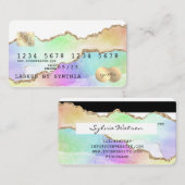 Holograph Pastel agate unicorn Krediet Kaart Visitekaartje (Voorkant / Achterkant)