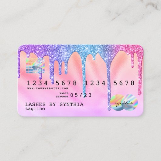 Holograph Pastel Modern Credit Kaart Style Visitekaartje (Voorkant)