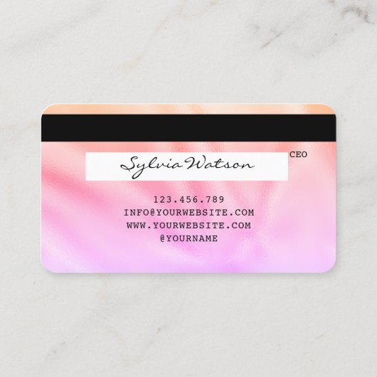 Holograph Pastel Modern Credit Kaart Style Visitekaartje (Achterkant)