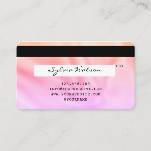 Holograph Pastel Modern Credit Kaart Style Visitekaartje (Achterkant)