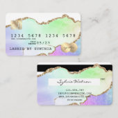 Holograph Pastel regenboog agaat eenhoorn Credit K Visitekaartje (Voorkant / Achterkant)