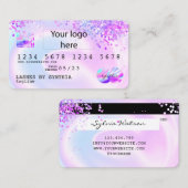 Holograph Pastel unicorn Modern Credit Kaart Logo Visitekaartje (Voorkant / Achterkant)