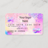 Holograph Pastel unicorn Modern Credit Kaart LOGO Visitekaartje (Voorkant)